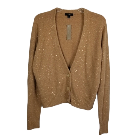 J Crew Vneck Sparkle Cardigan Sweater 